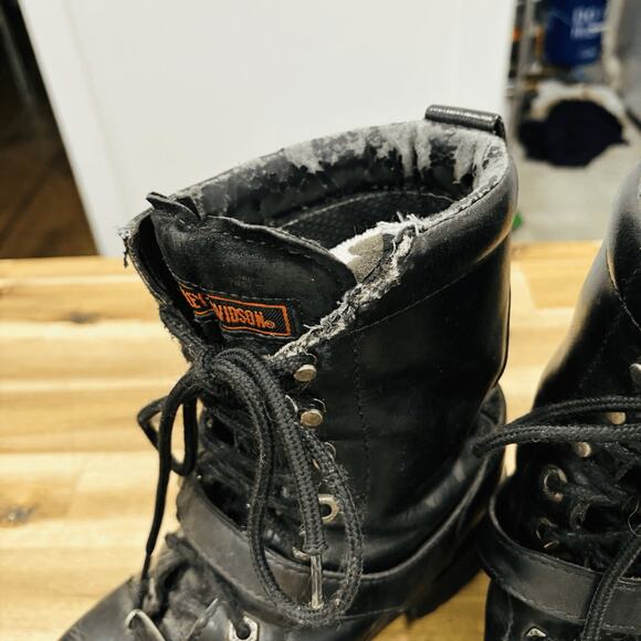 Harley-Davidson Men's Faded Glory Black Leather Motorcycle Riding Boots Size 10 - Picture 3 of 13